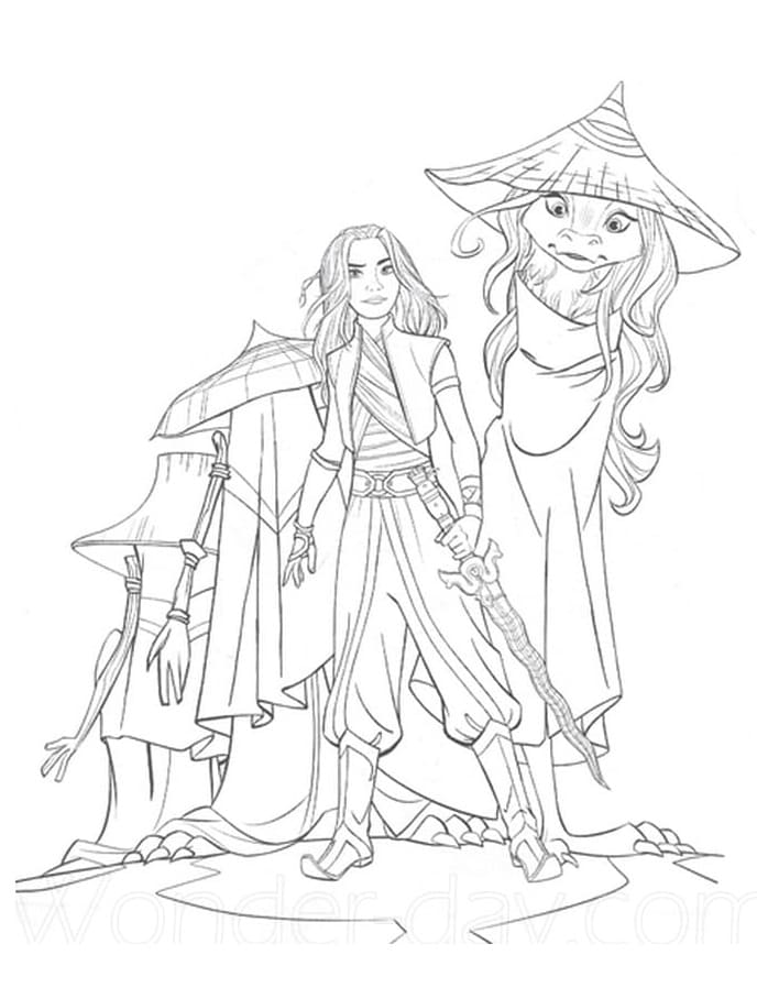 Sisu and raya coloring page