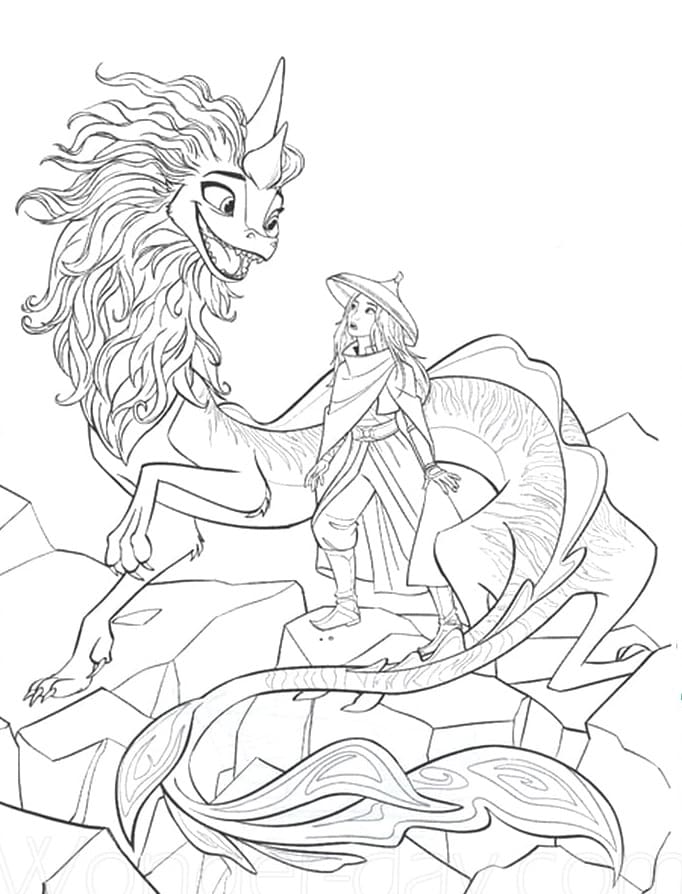 Raya and sisu coloring page