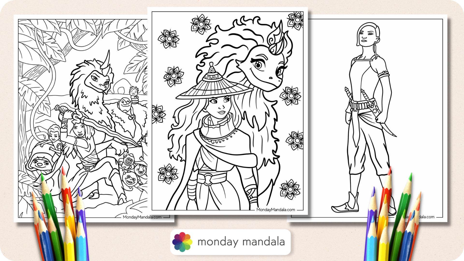 Raya the last dragon coloring pages free pdfs