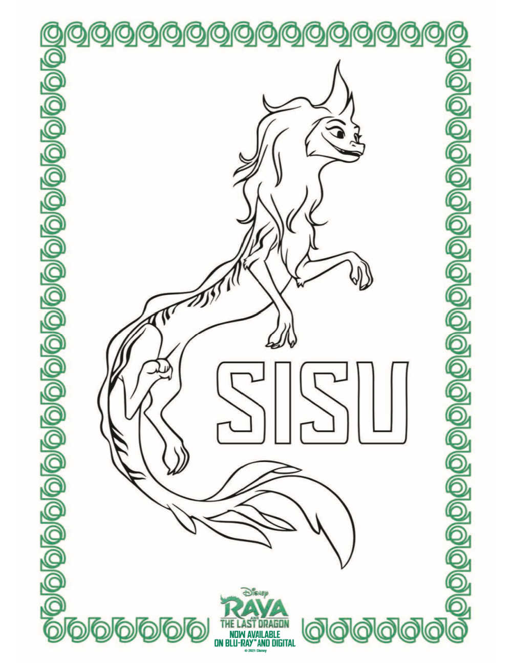 Raya the last dragon sisu coloring page