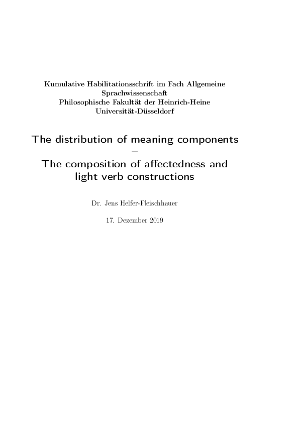 Pdf the distribution of meaning components jens fleischhauer