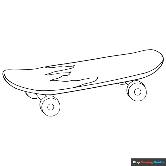 Skateboard coloring page easy drawing guides