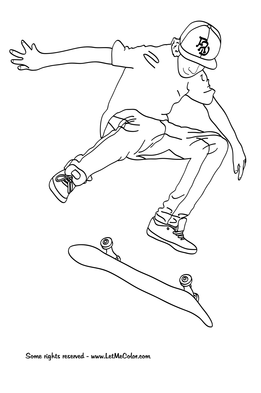 Skateboarding coloring page