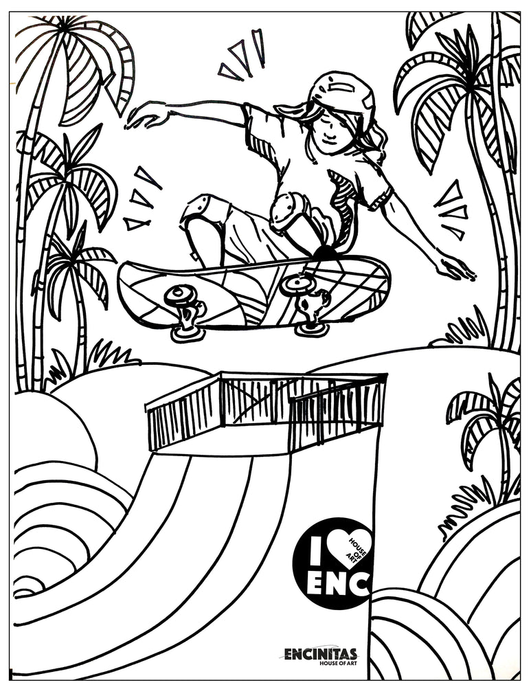 Skateboard coloring page â encinitas house of art