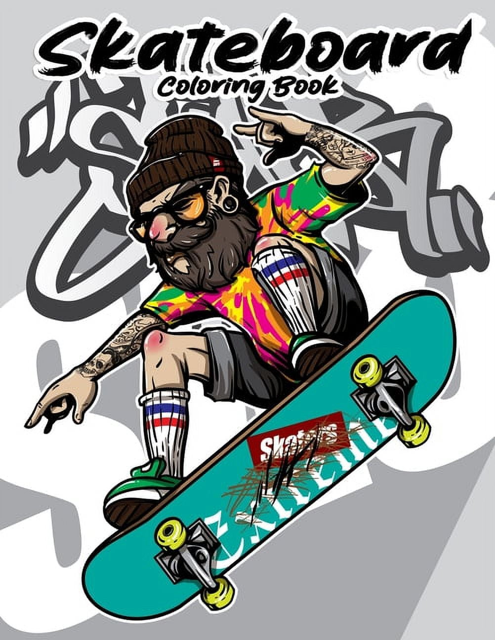 Skateboard coloring book funny skateboarding coloring book for adults teenagers and kids paperback