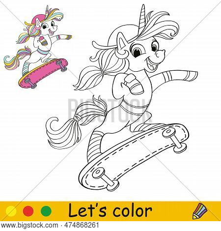 Cute happy unicorn on vector photo free trial bigstock