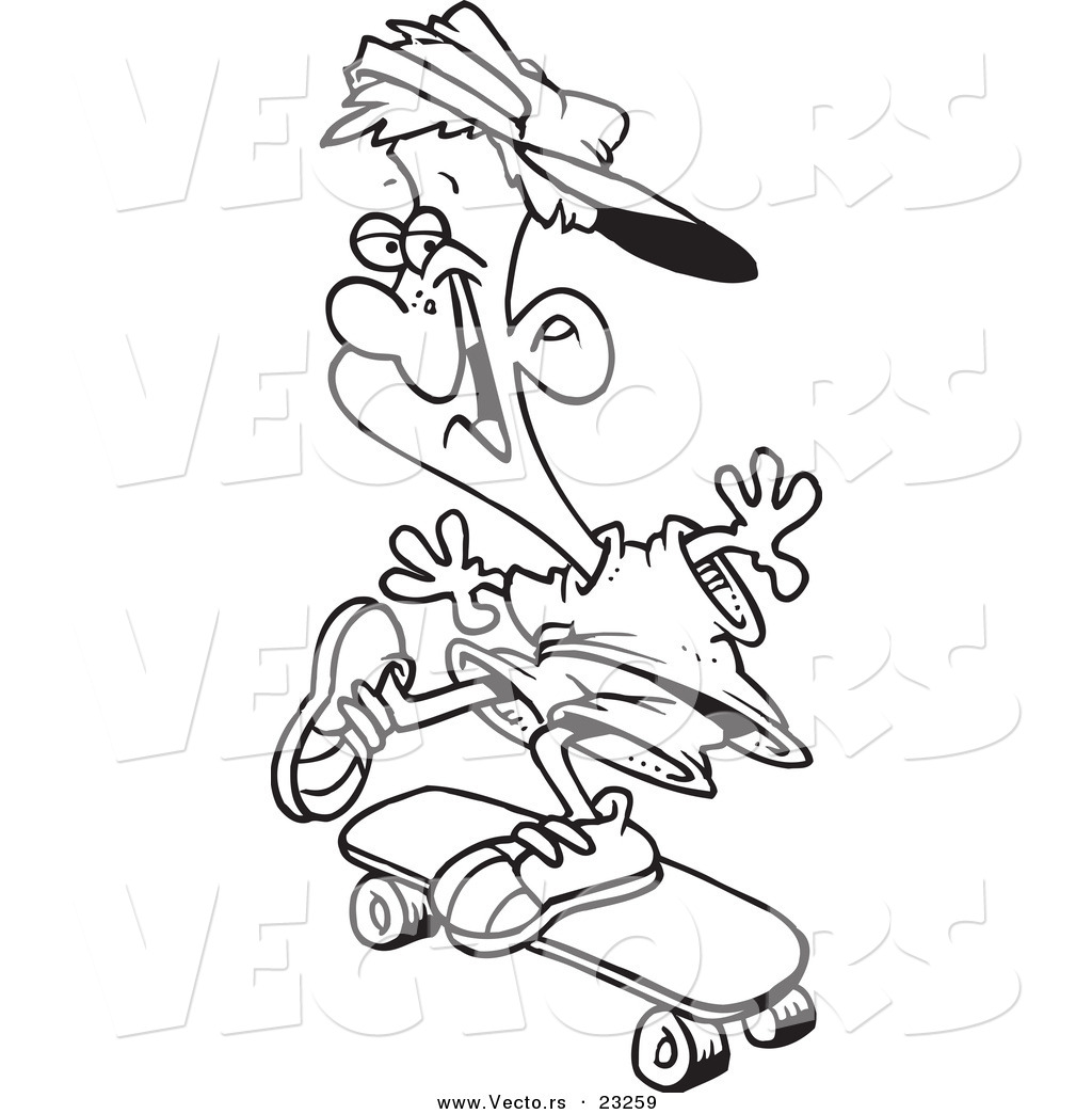 Cartoon r of cartoon skater boy