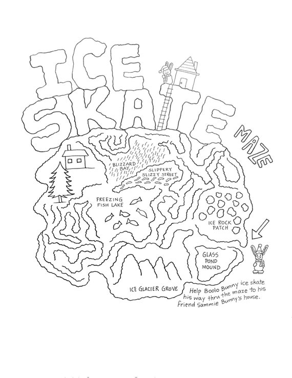 Ice skate maze and coloring sheet