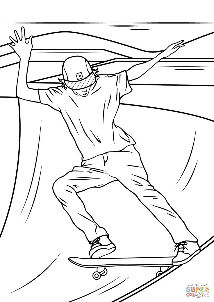 Marvelous image of skateboard coloring page