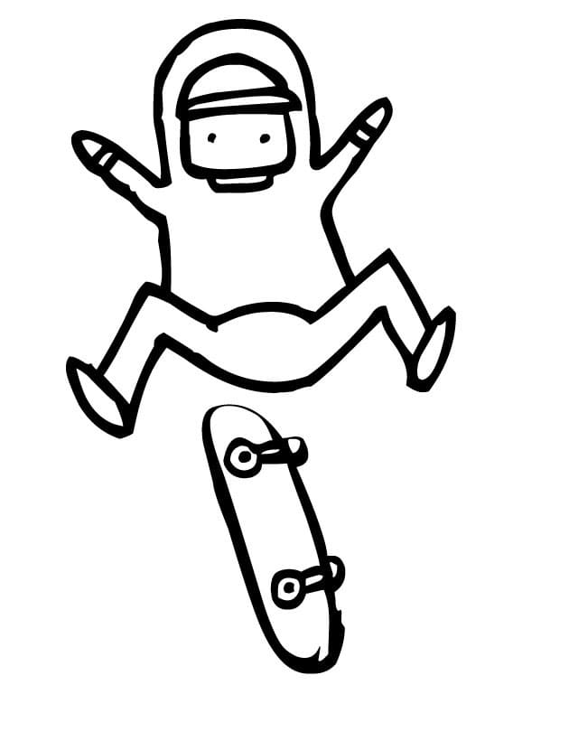 Funny skateboarding coloring page