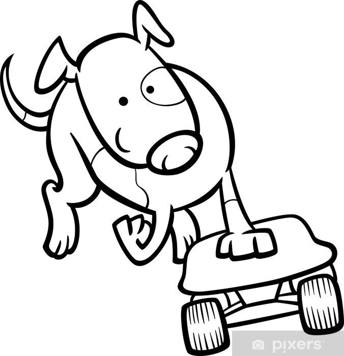 Wall mural dog on skateboard coloring page