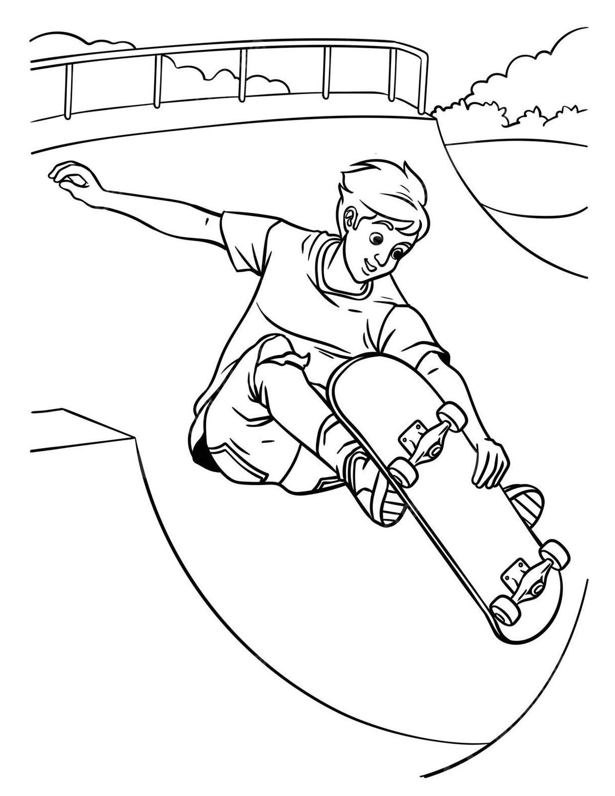 Skateboarding coloring page for kids extreme urban street vector tree drawing skateboard drawing ring drawing png and vector with transparent background for free download