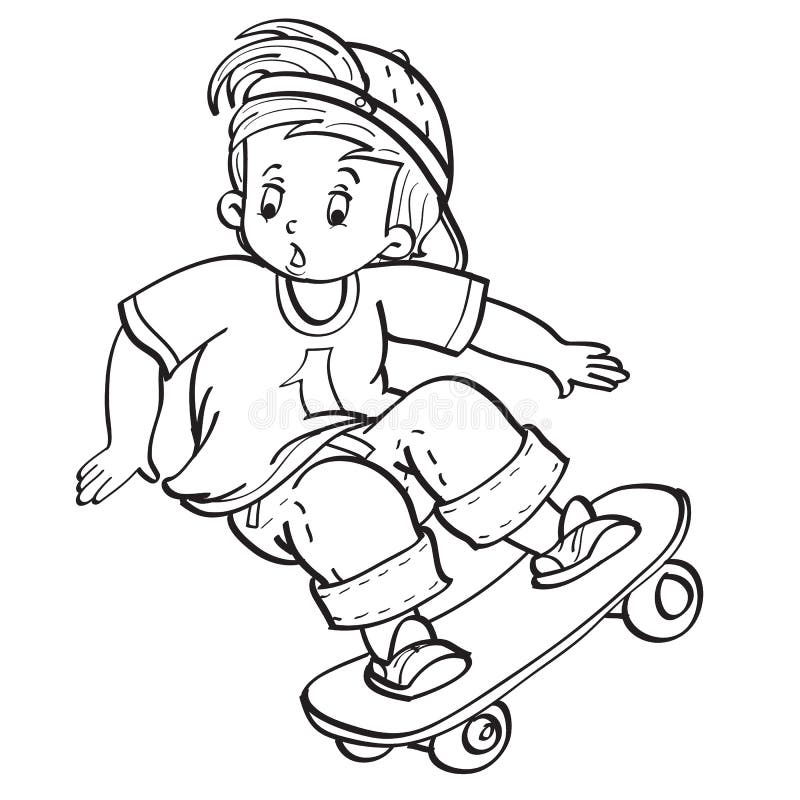 Boy skateboard coloring stock illustrations â boy skateboard coloring stock illustrations vectors clipart