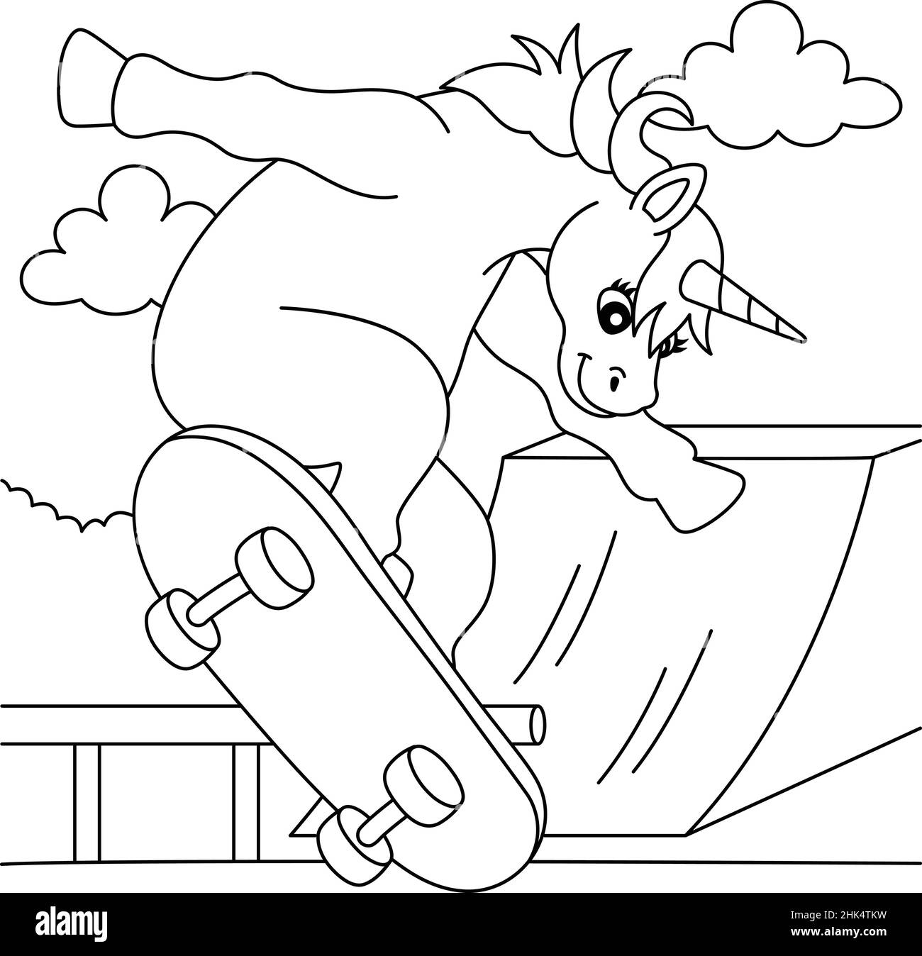 Coloring page unicorn black and white stock photos images