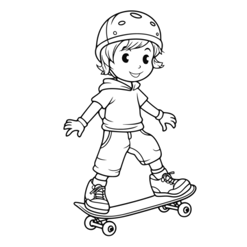 Boy skateboarding on his skateboard coloring page outline sketch drawing vector wing drawing skateboard drawing ring drawing png and vector with transparent background for free download