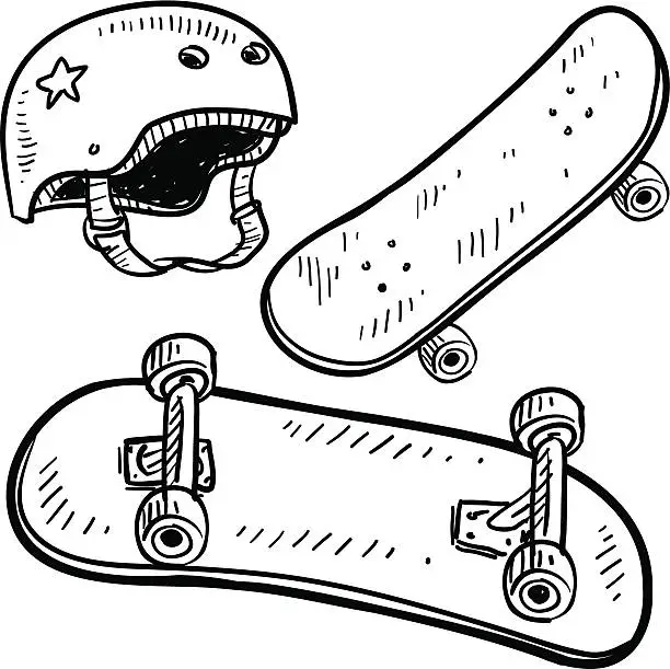 Skateboard drawing royalty free stock svg vector