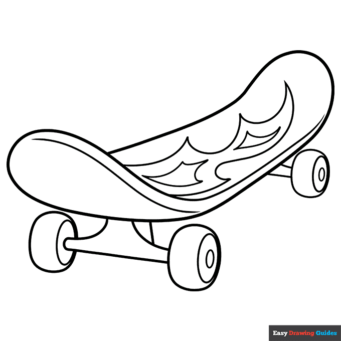 Cartoon skateboard coloring page easy drawing guides