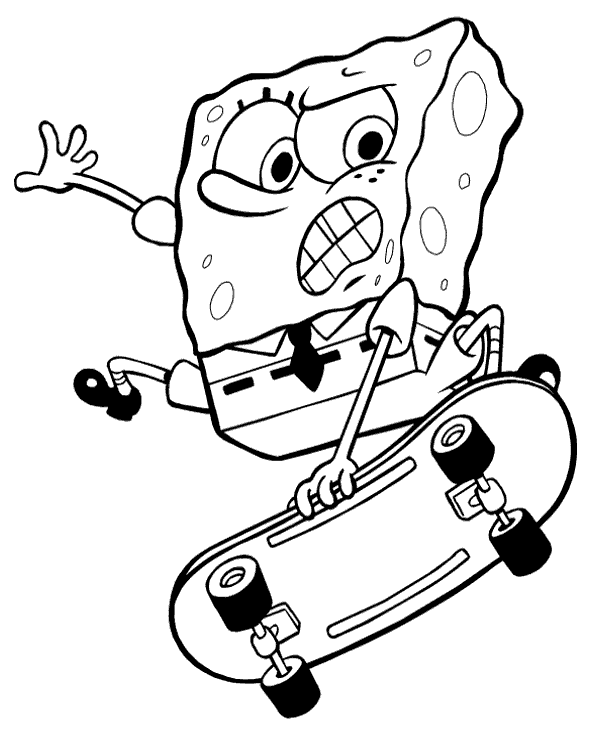 Spongebob skate coloring page sheet