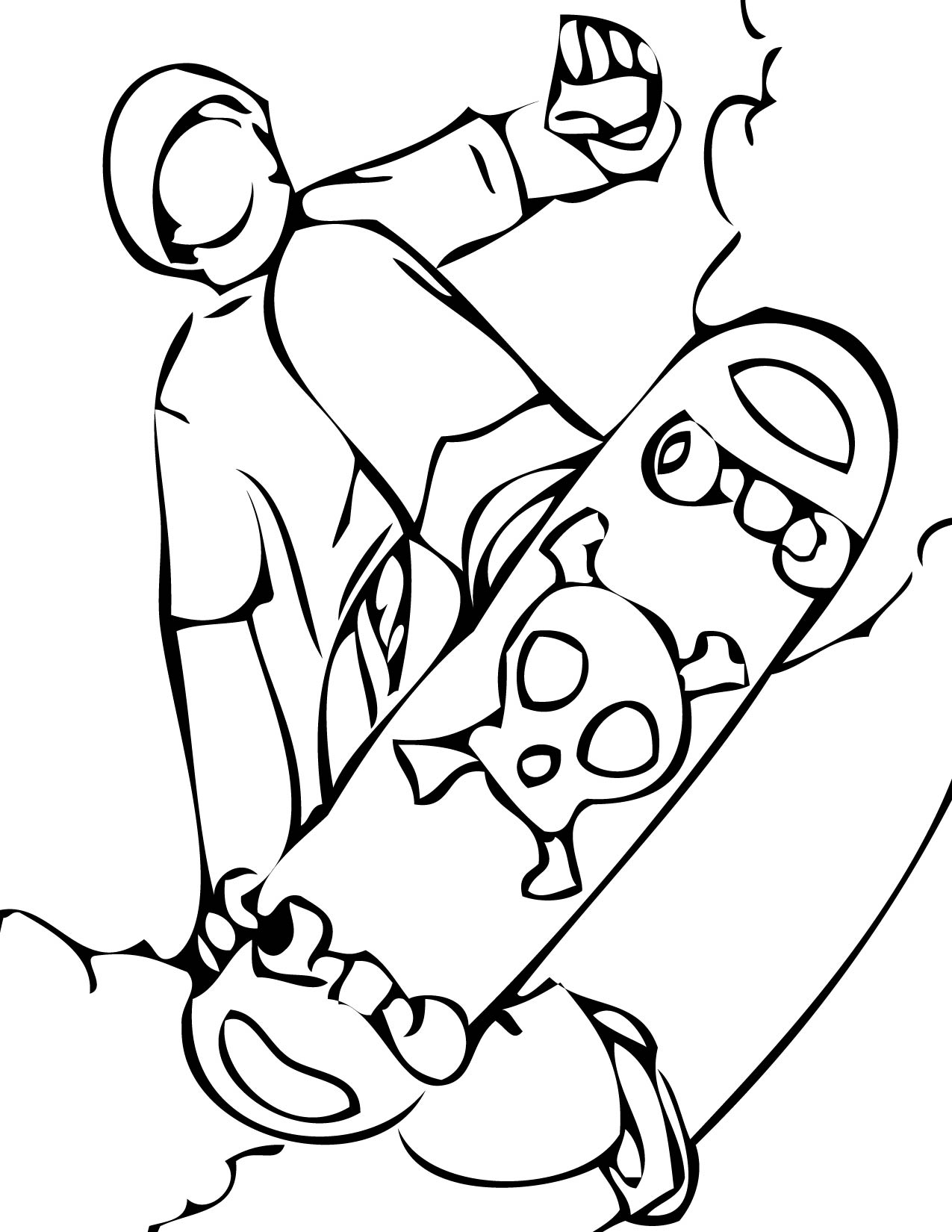 Skateboarding coloring page