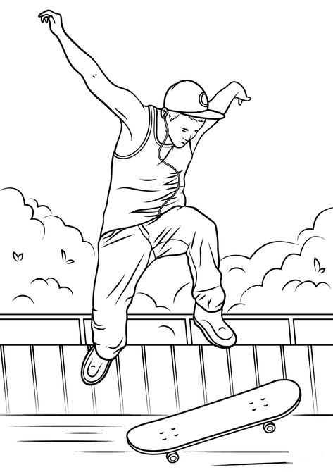 Free printable skateboarding coloring pages