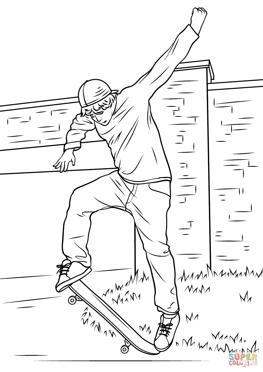 Street skateboarding coloring page free printable coloring pages