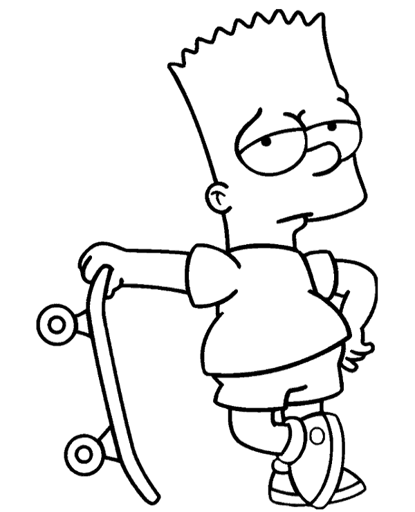 Bart skateboard coloring sheets simpsons