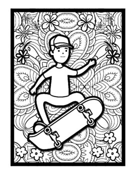 Skateboard mandala coloring pages for kids mandala printable coloring sheets