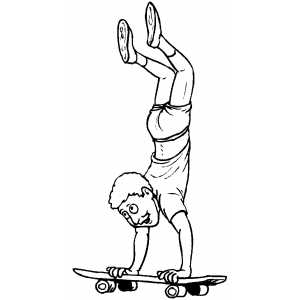 Boy on hands at skateboard coloring sheet