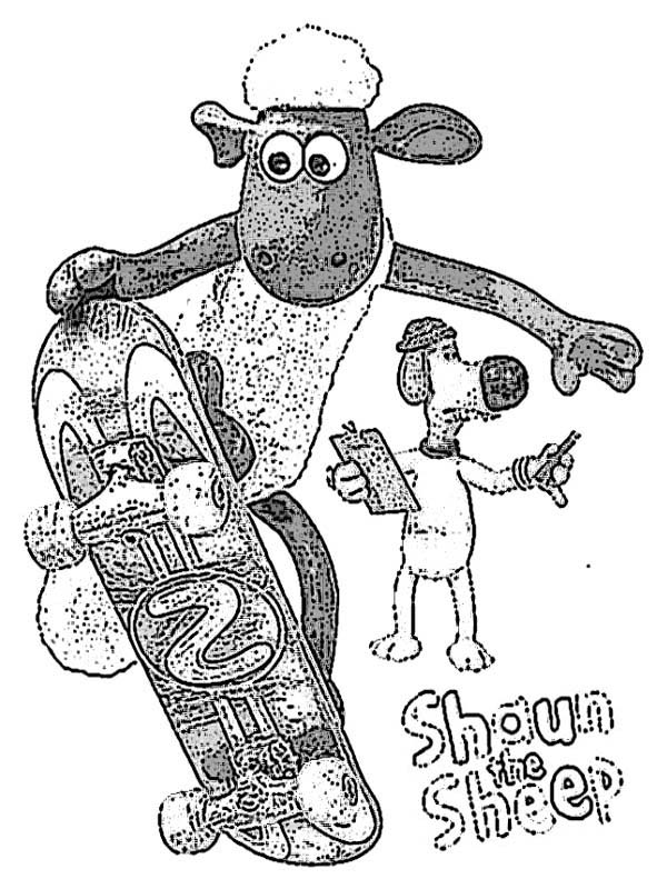 Shaun the sheep playing skateboard coloring page color luna