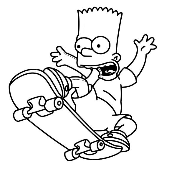 Coloring pages bart simpson skate boarding coloring pages