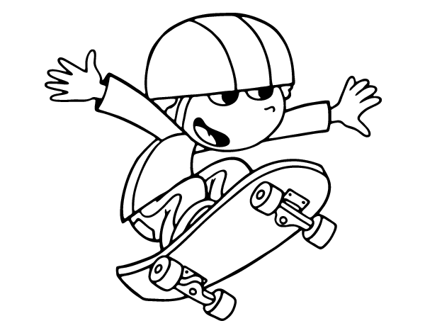 Boy in skateboard coloring page