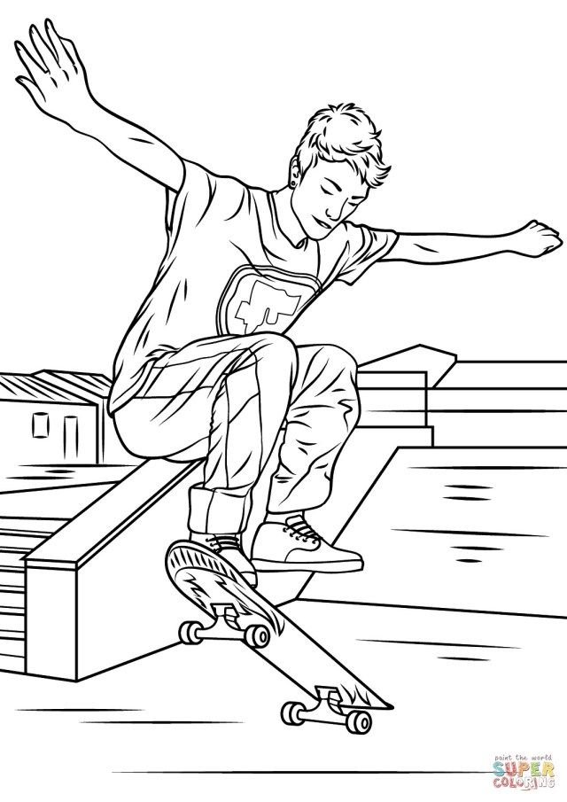 Marvelous image of skateboard coloring page