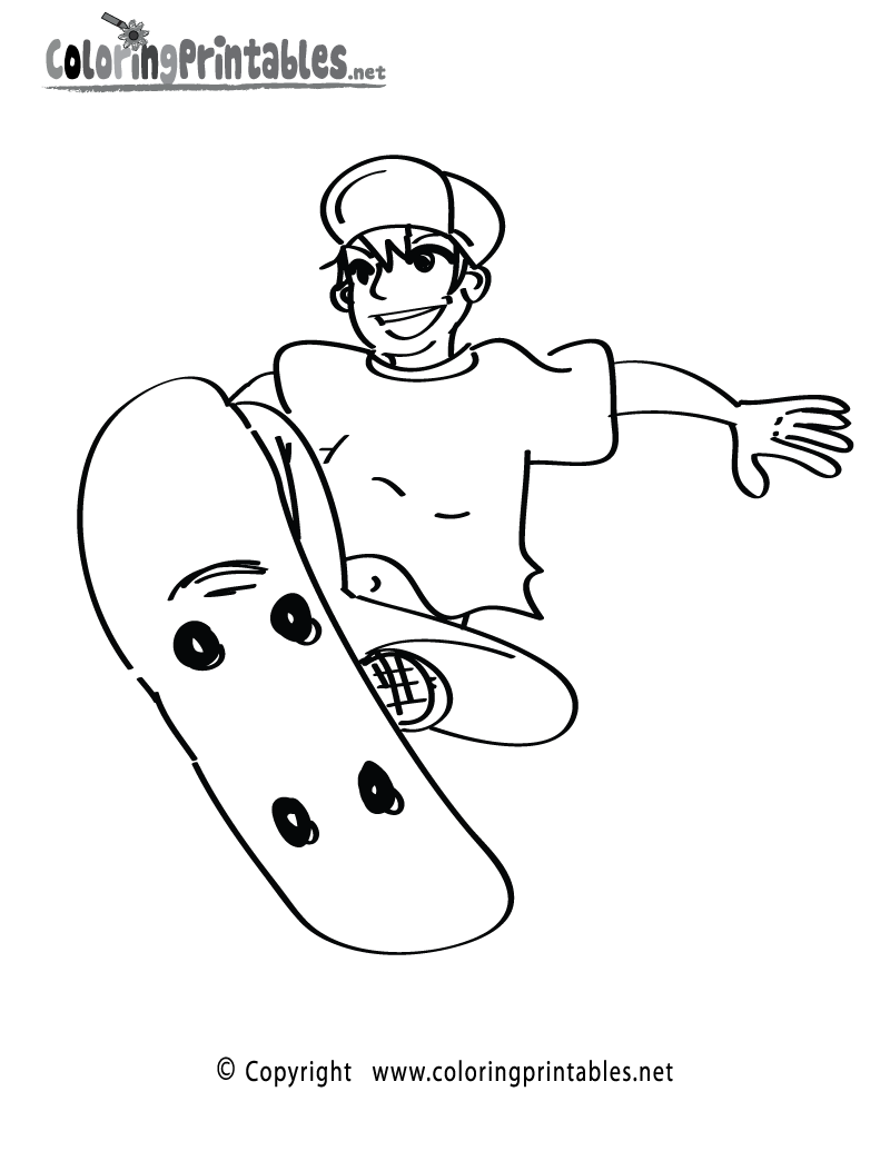 Skateboarding coloring page