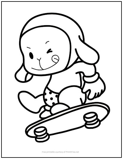 Leroy riding a skateboard coloring page print it free