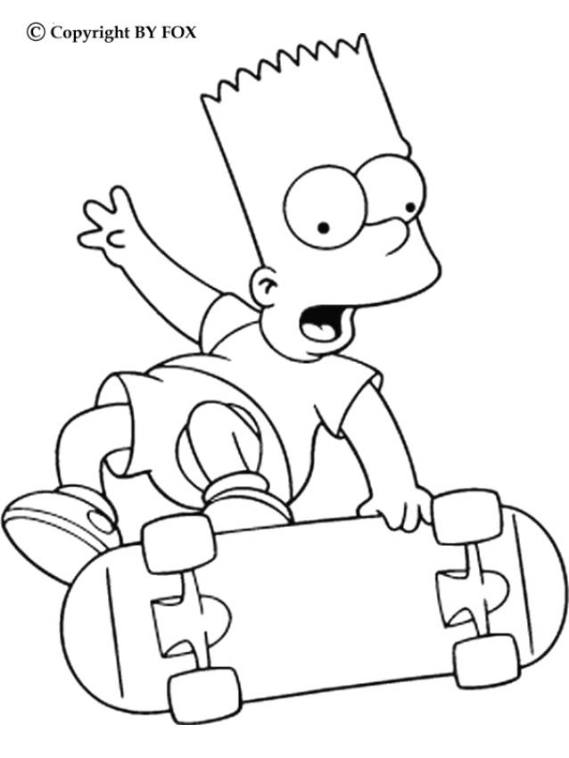 Bart skateboarding coloring pages