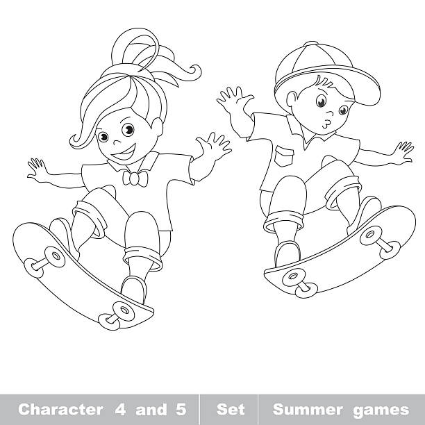 Skateboard coloring pages stock illustrations royalty