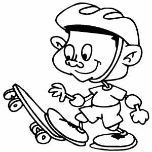 Skateboarding child coloring sheet