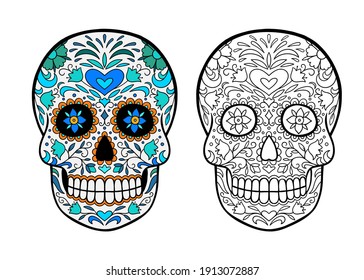 Sugar skull coloring page images stock photos d objects vectors