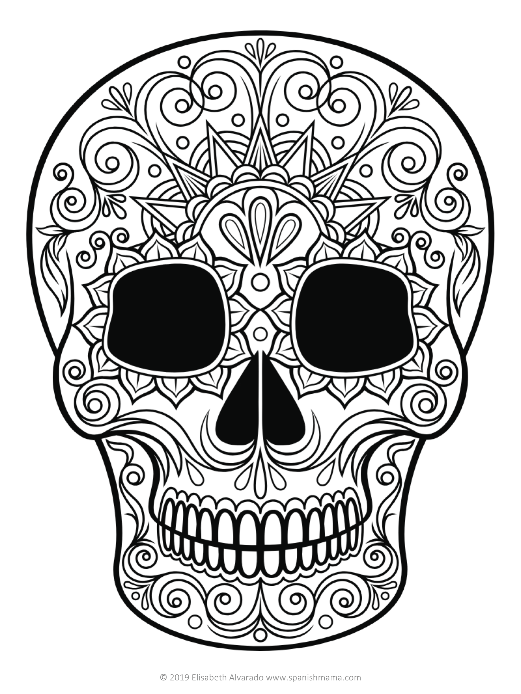 Sugar skull coloring pages and masks for dãa de muertos skull coloring pages coloring pages sugar skull images