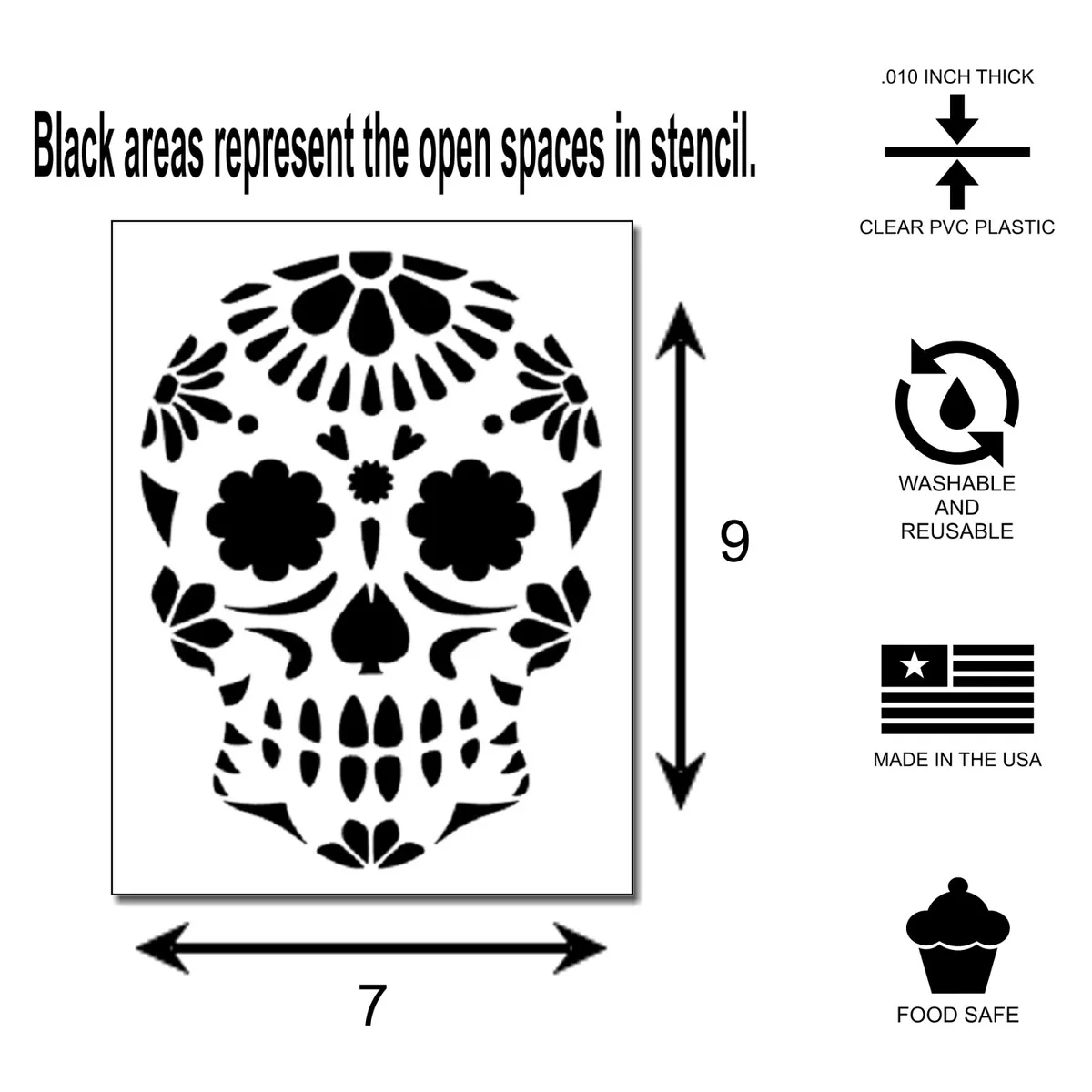 X floral sugar skull face stencil day of the deadmexin halloweendeath