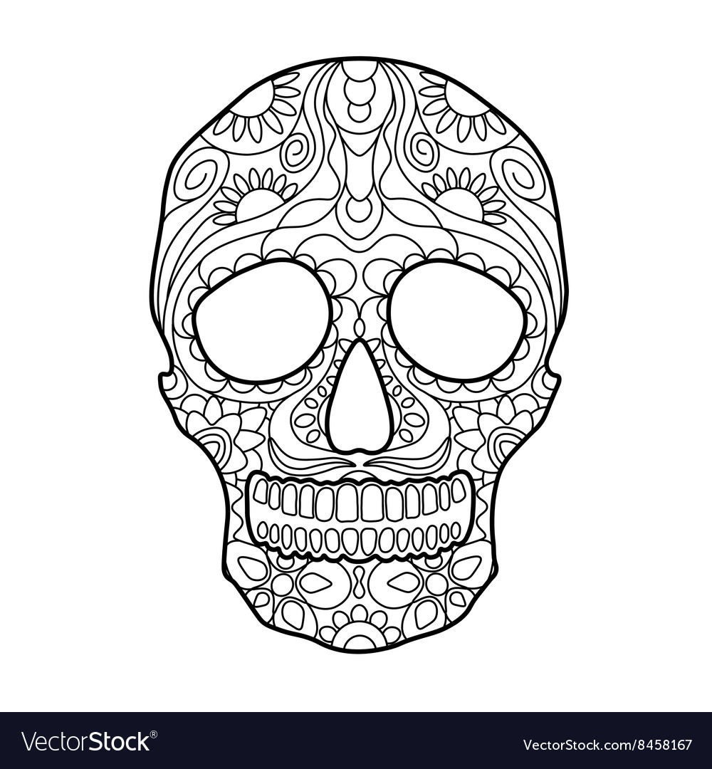 Skull coloring book for adults royalty free vector image