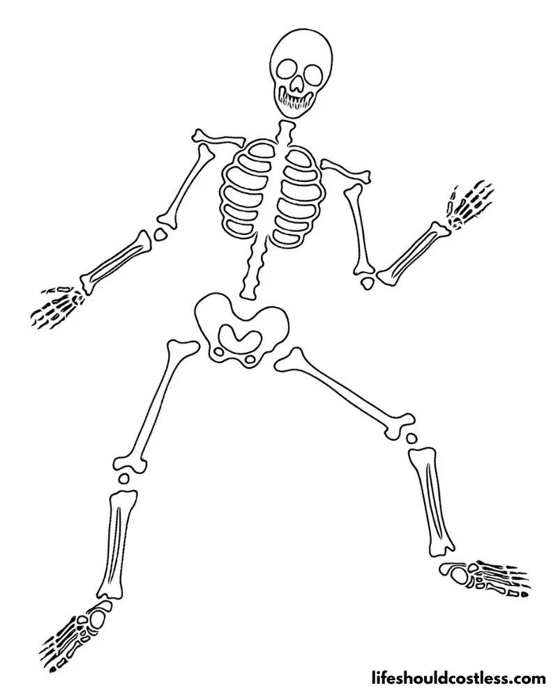 Skeleton coloring pages free printable pdf templates