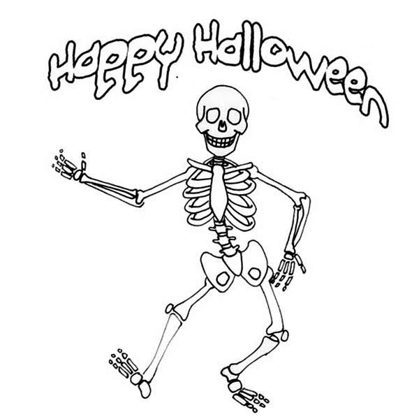 Halloween skeleton coloring pages for kids and adults