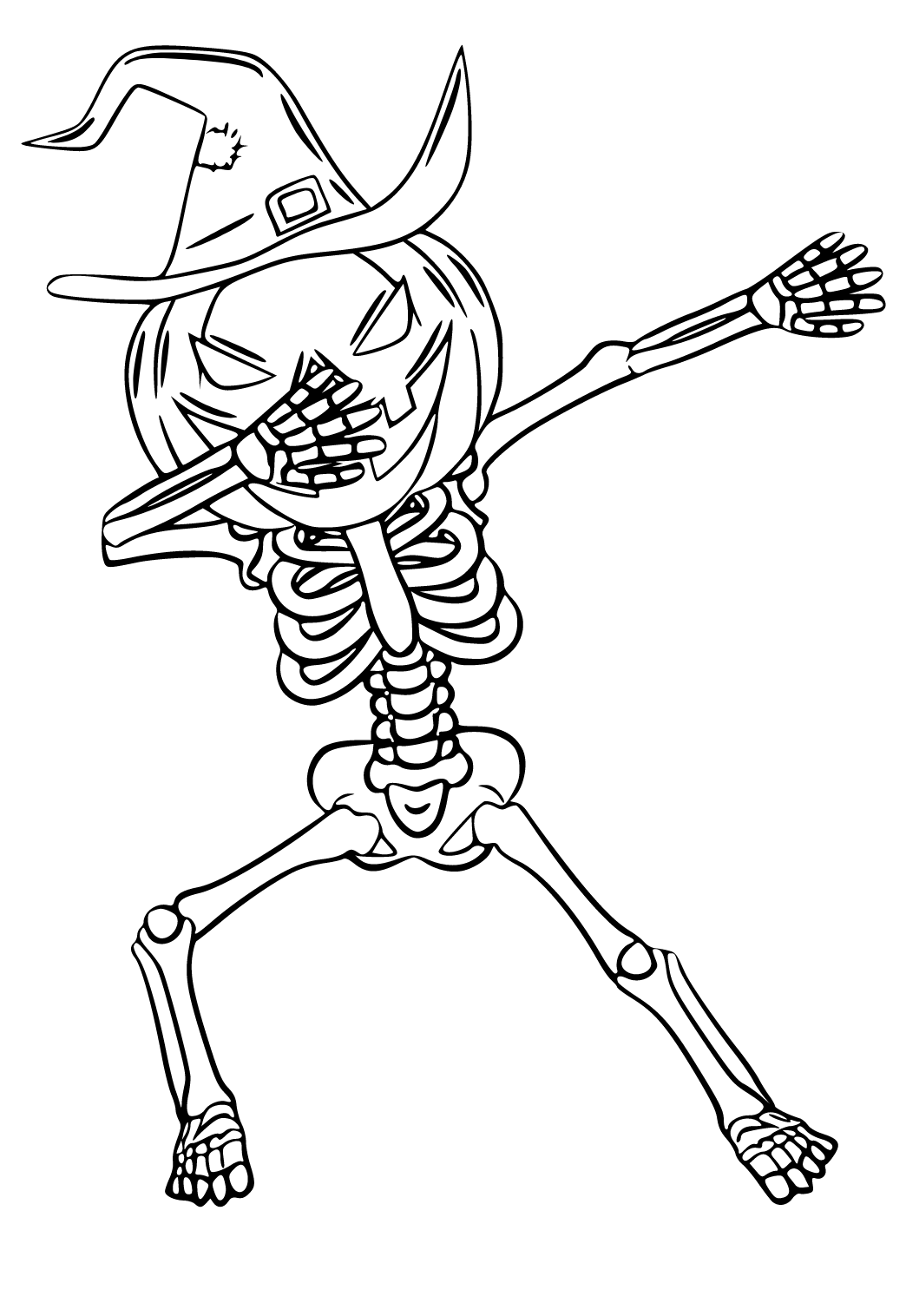 Free printable skeleton halloween coloring page for adults and kids