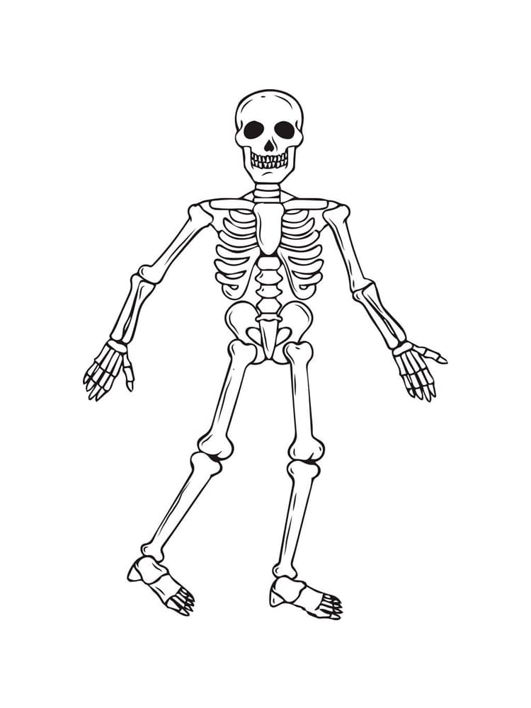 Skeleton is waving hand coloring page