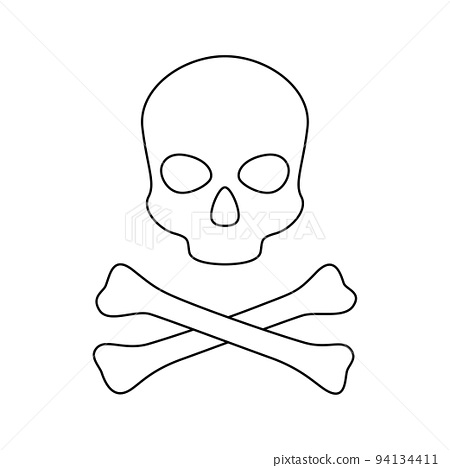 Coloring page with skull and crossbones for kids