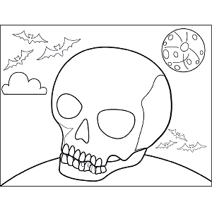 Scary skull coloring page