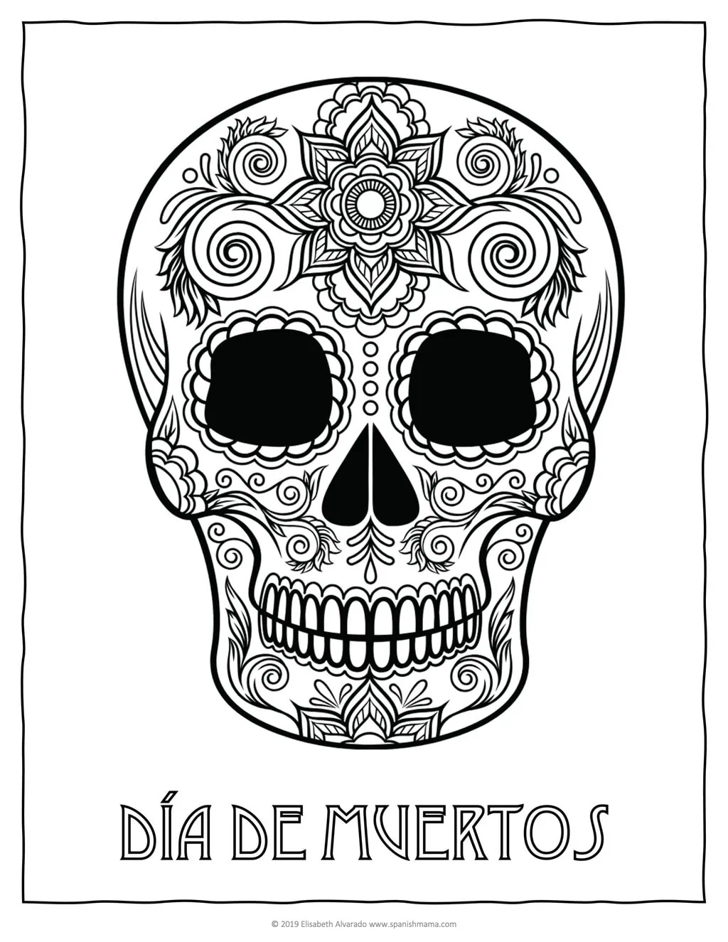 Sugar skull coloring pages and masks for dãa de muertos