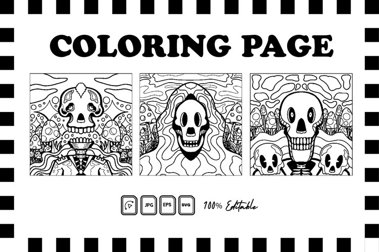 Skull coloring pageadult coloringcoloring page svgjpgeps