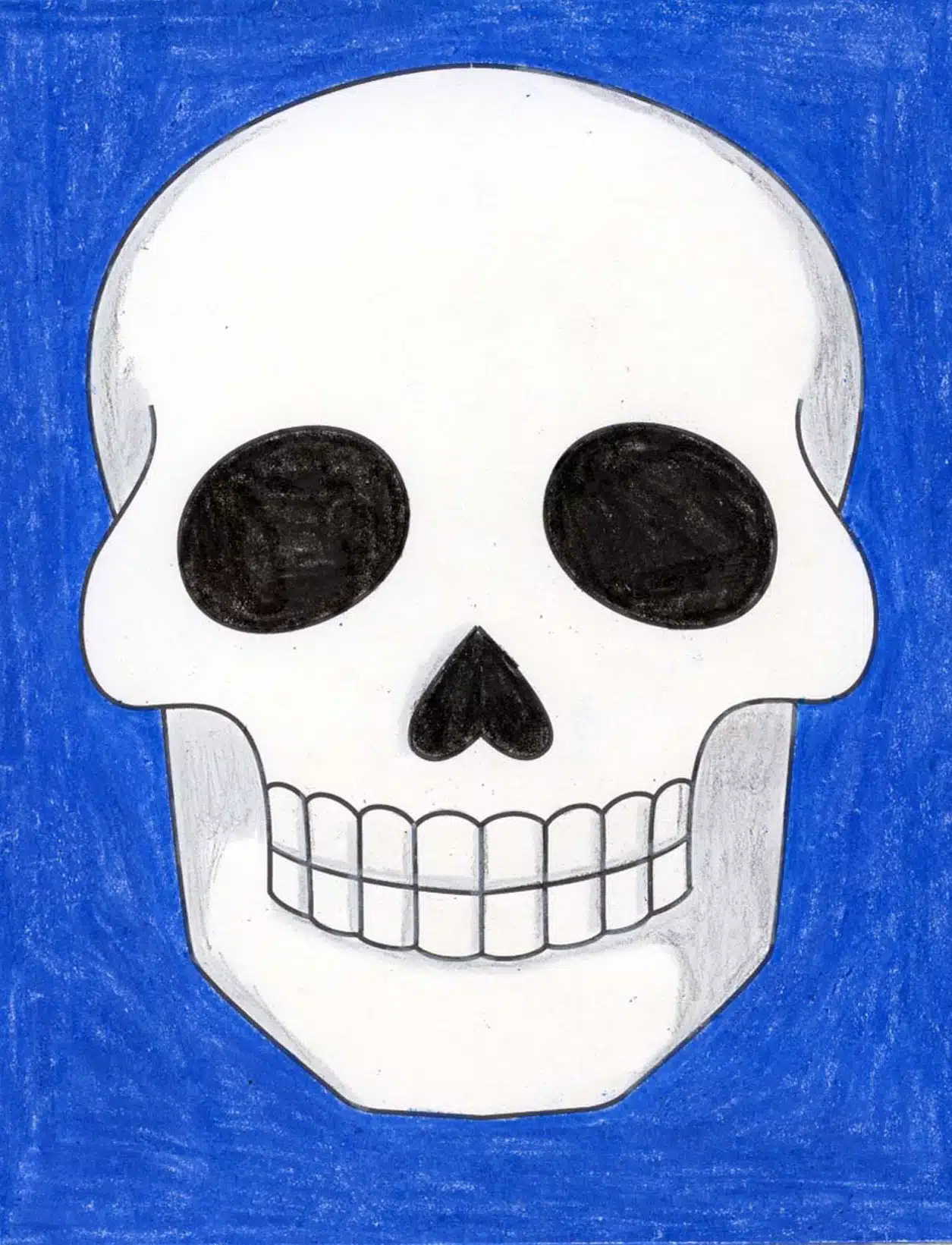 Easy how to draw a skull tutorial and skull coloring page